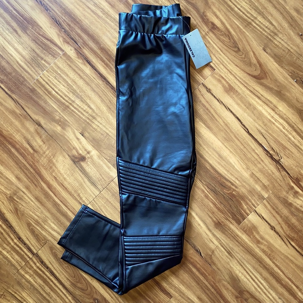 Black Calzedonia Moto Leather Leggings